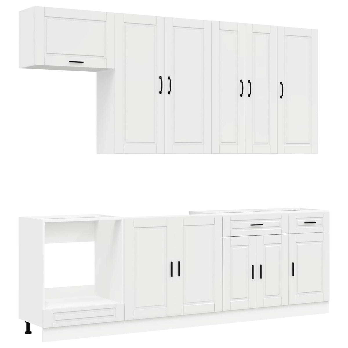 vidaXL Kitchen Unit PORTO 8 pcs High Gloss White Engineered Wood 2