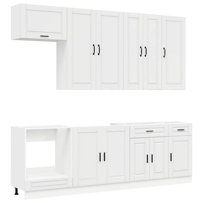 vidaXL Kitchen Unit PORTO 8 pcs High Gloss White Engineered Wood 2
