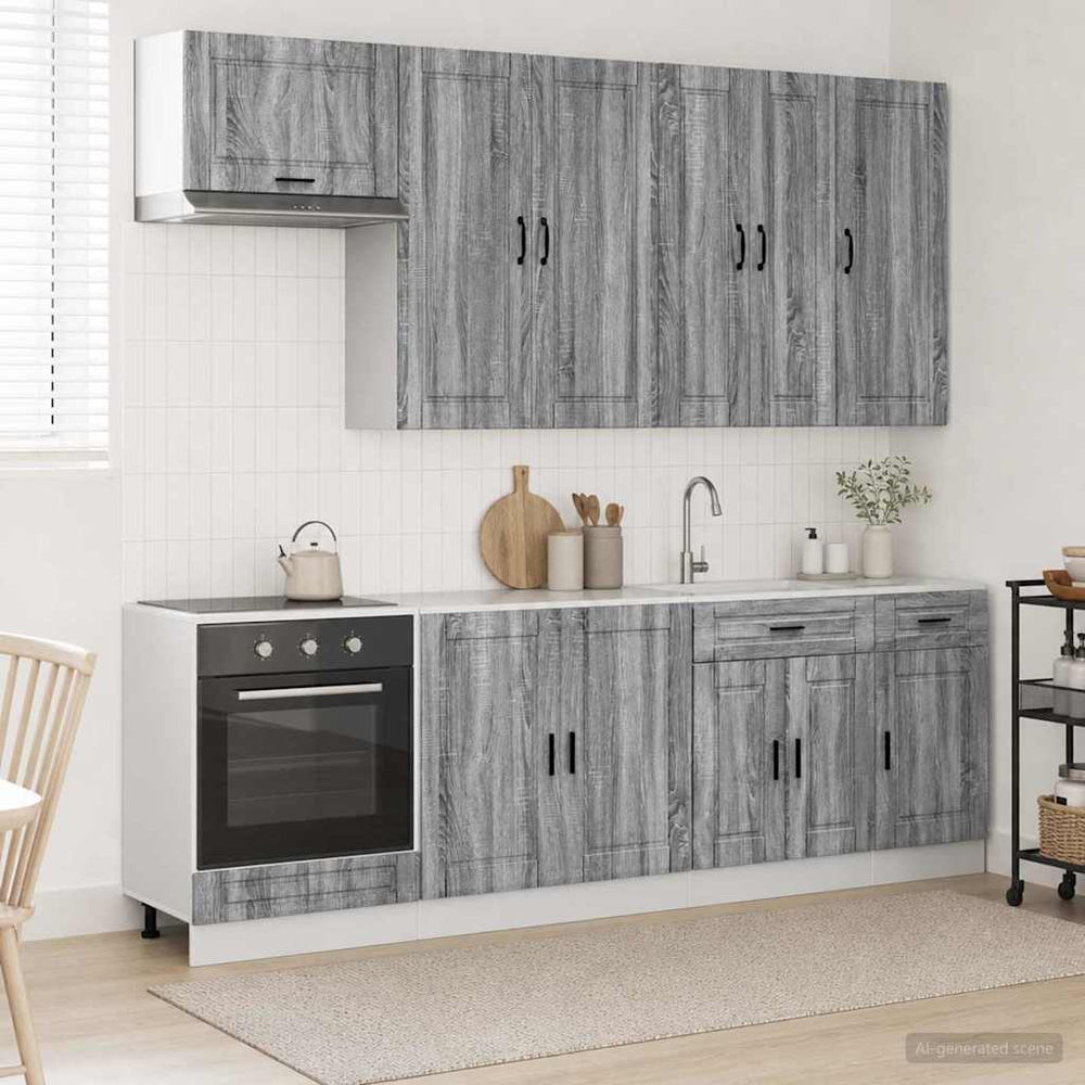 vidaXL Kitchen Unit PORTO 8 pcs Grey Sonoma Engineered Wood