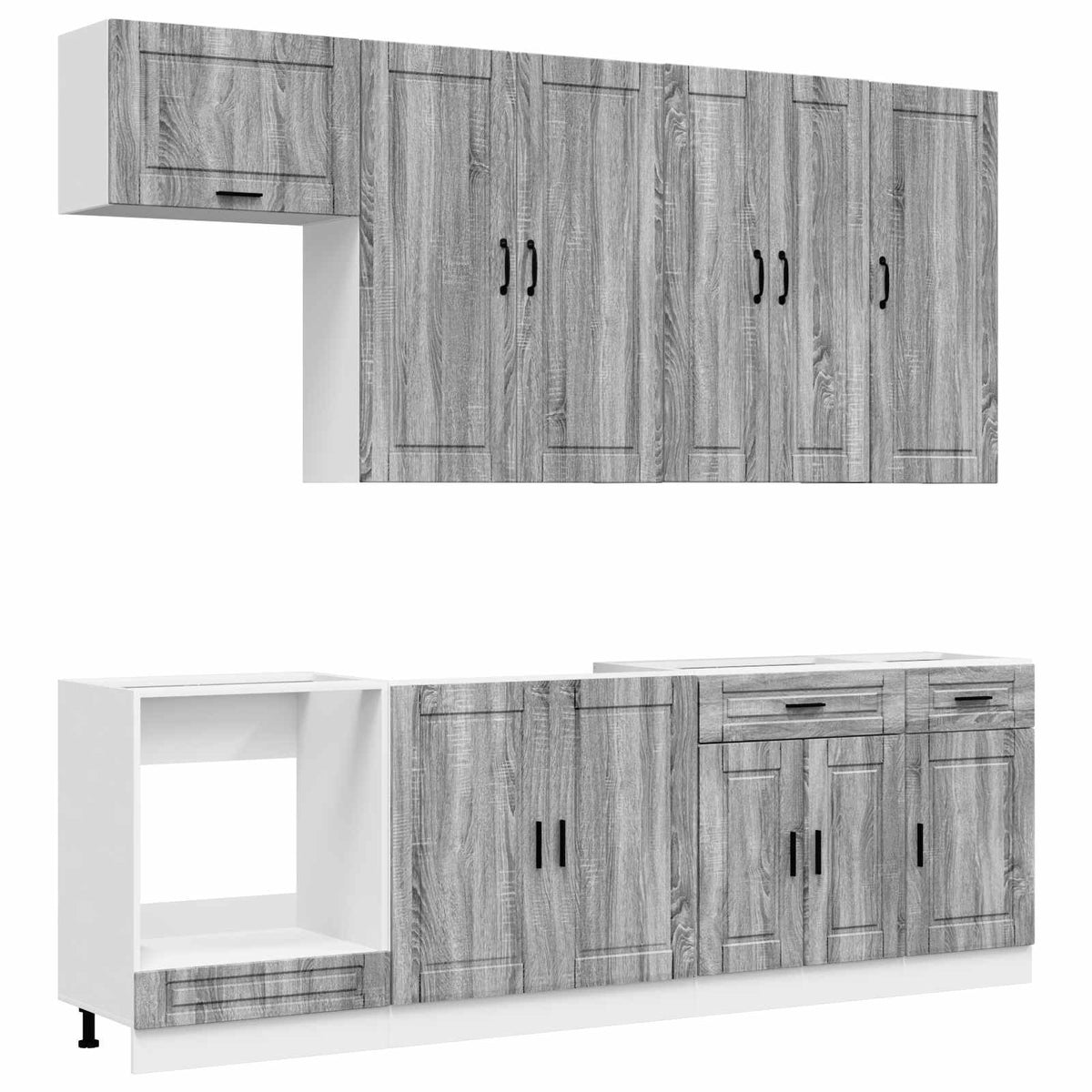 vidaXL Kitchen Unit PORTO 8 pcs Grey Sonoma Engineered Wood 2
