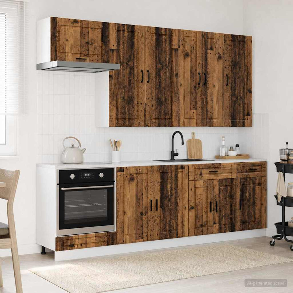 vidaXL Kitchen Unit PORTO 8 pcs Old Wood Engineered Wood