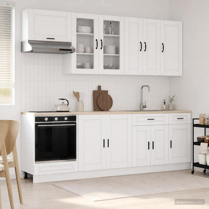 vidaXL Kitchen Unit PORTO 8 pcs White Engineered Wood 1