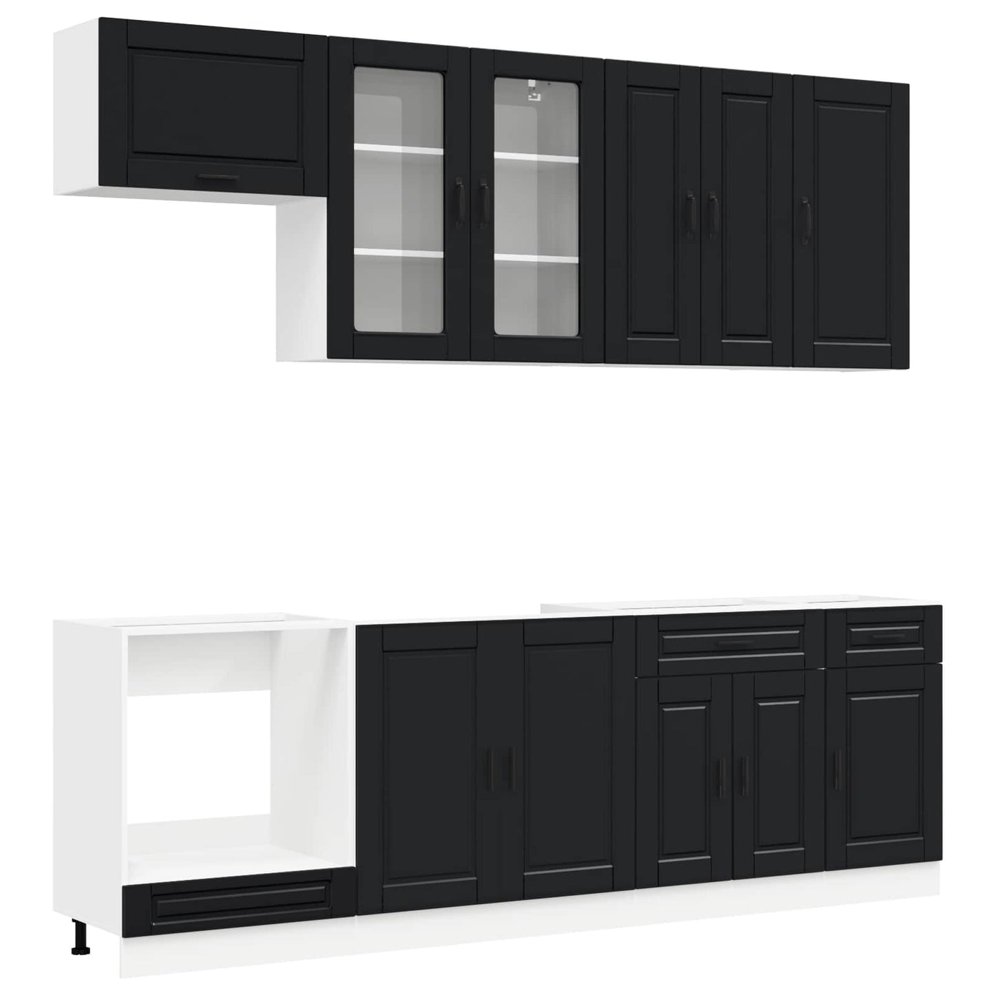 vidaXL Kitchen Unit PORTO 8 pcs Black Engineered Wood 2