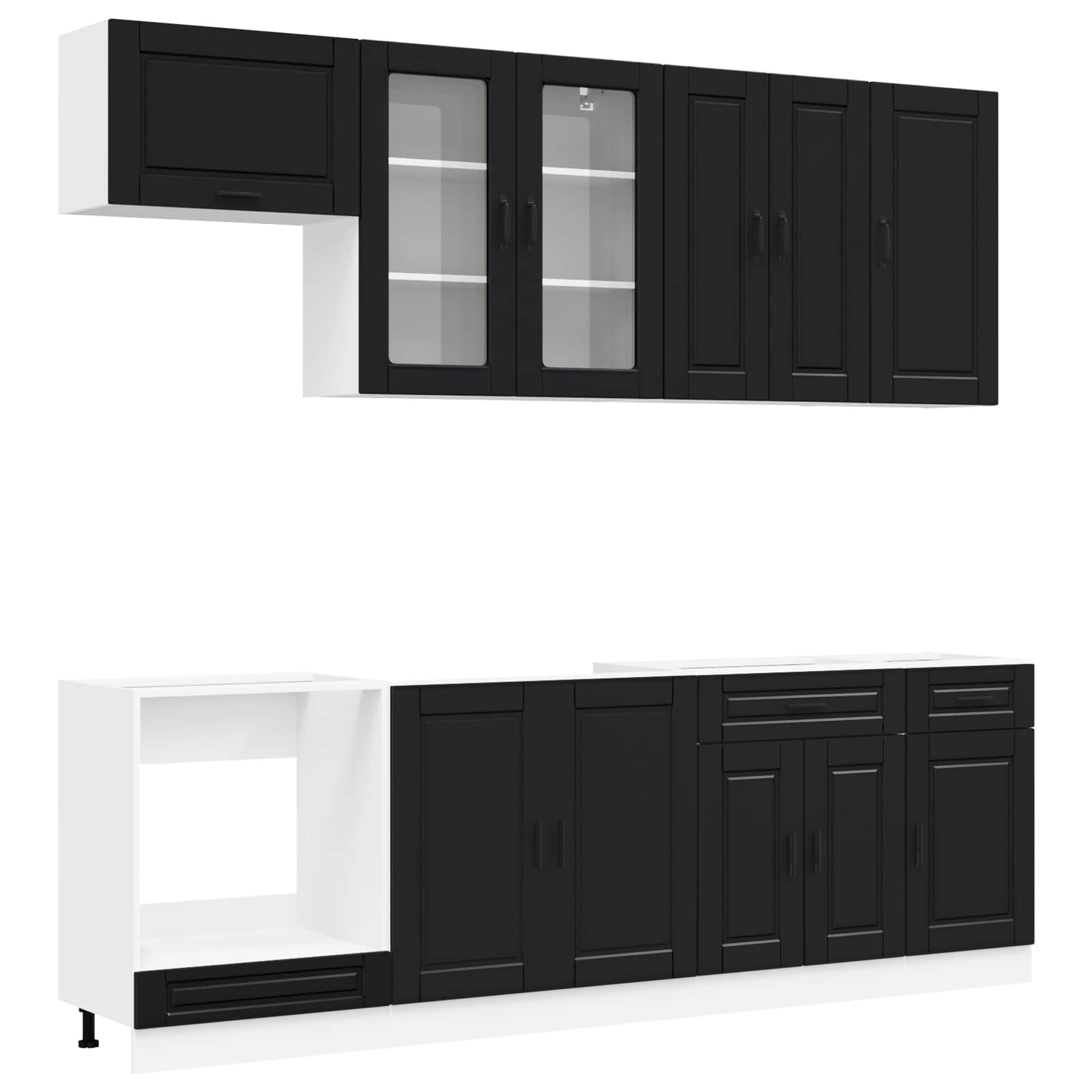 vidaXL Kitchen Unit PORTO 8 pcs Black Engineered Wood 2