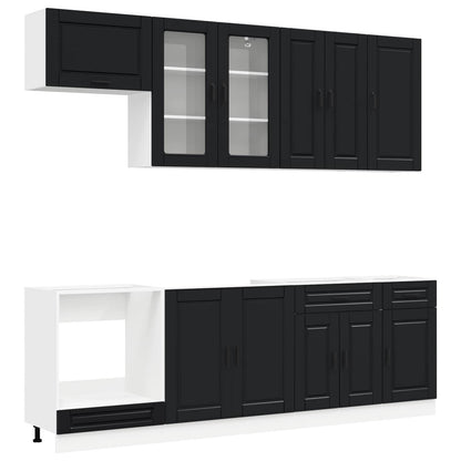 vidaXL Kitchen Unit PORTO 8 pcs Black Engineered Wood 2