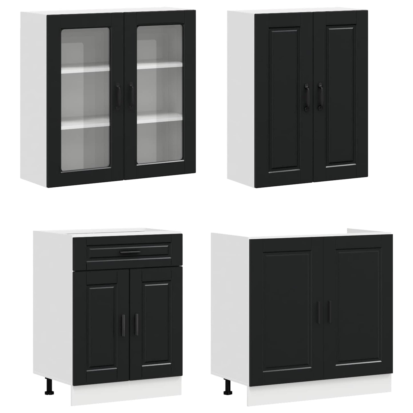vidaXL Kitchen Unit PORTO 8 pcs Black Engineered Wood 3