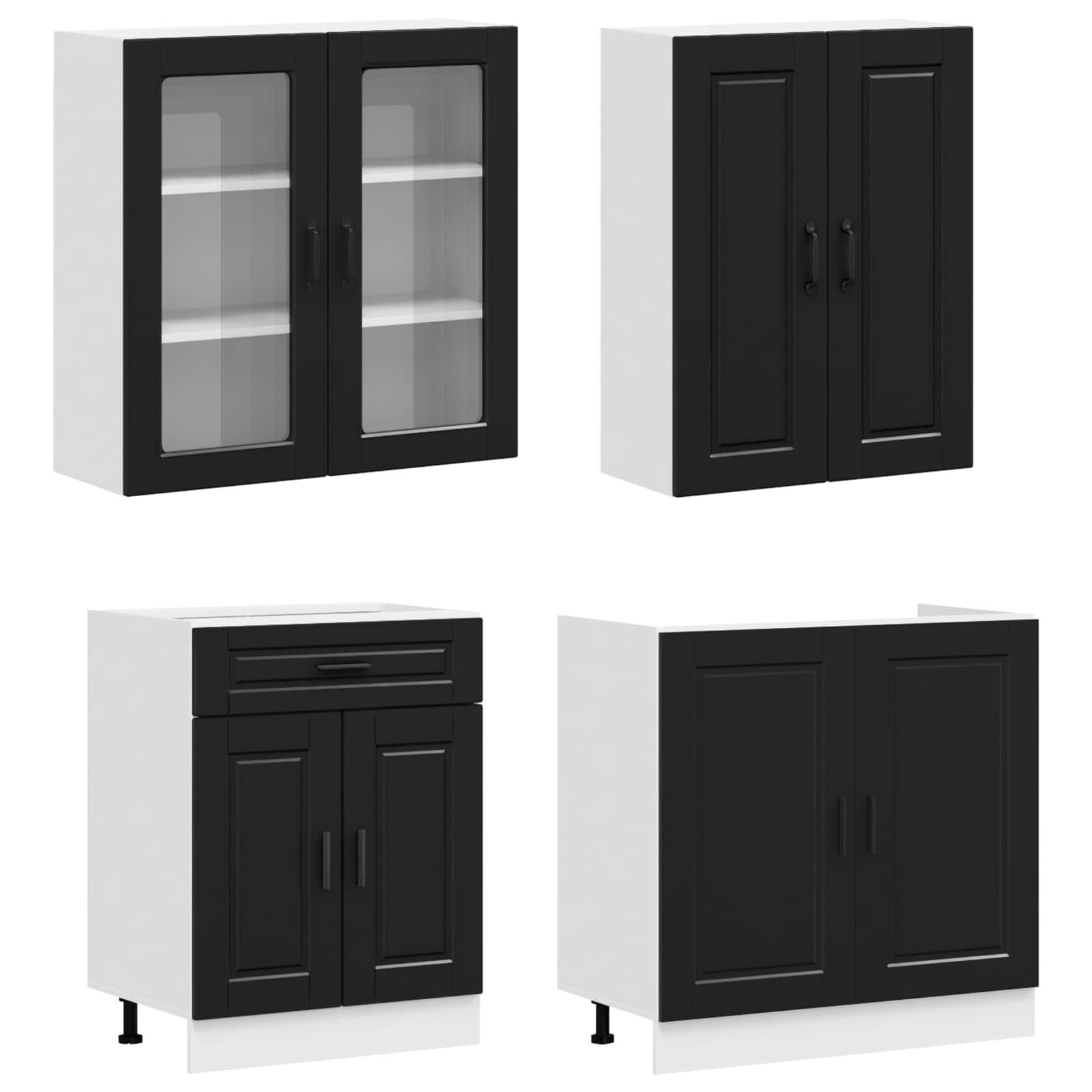 vidaXL Kitchen Unit PORTO 8 pcs Black Engineered Wood 3