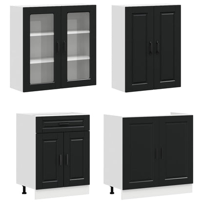 vidaXL Kitchen Unit PORTO 8 pcs Black Engineered Wood 3