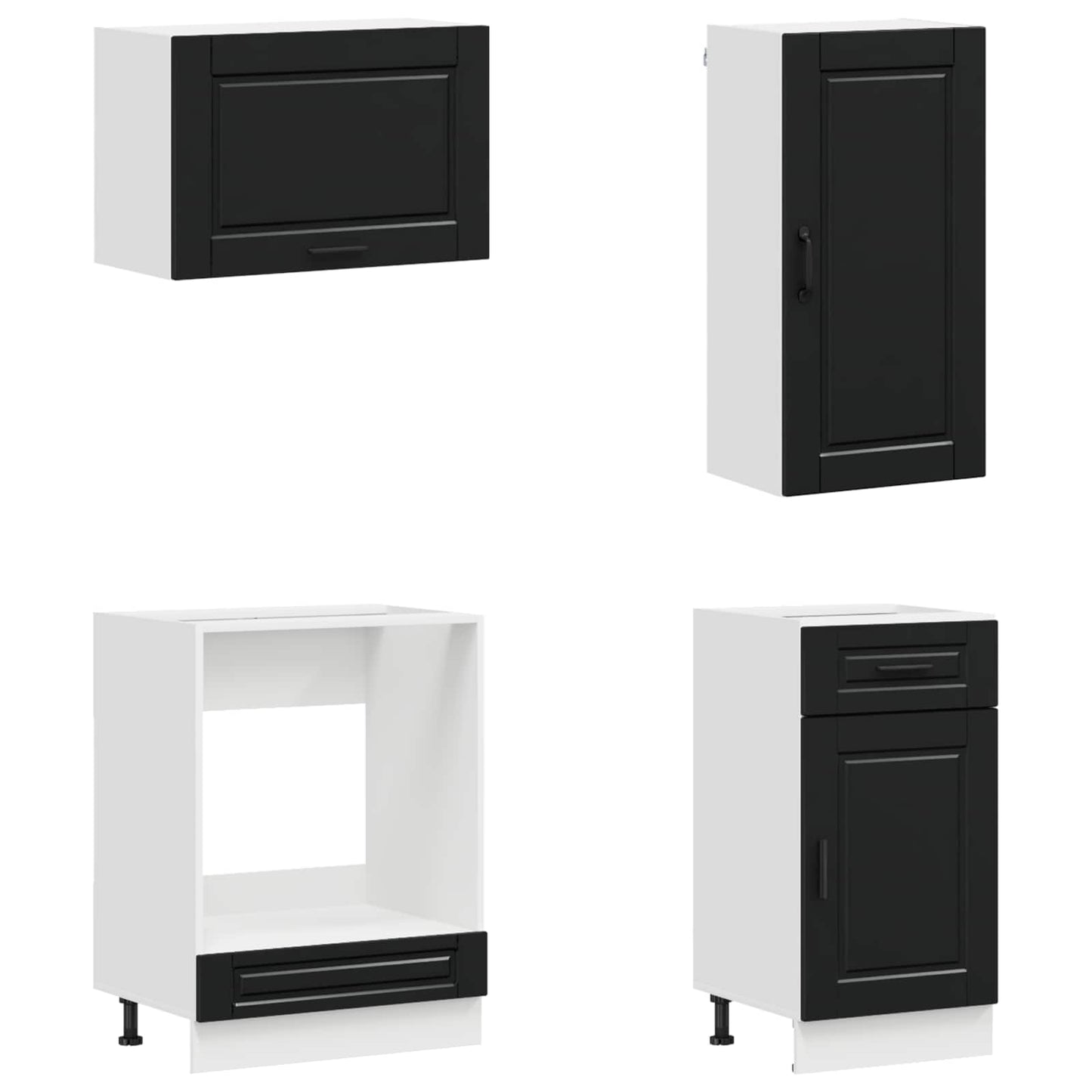 vidaXL Kitchen Unit PORTO 8 pcs Black Engineered Wood 4