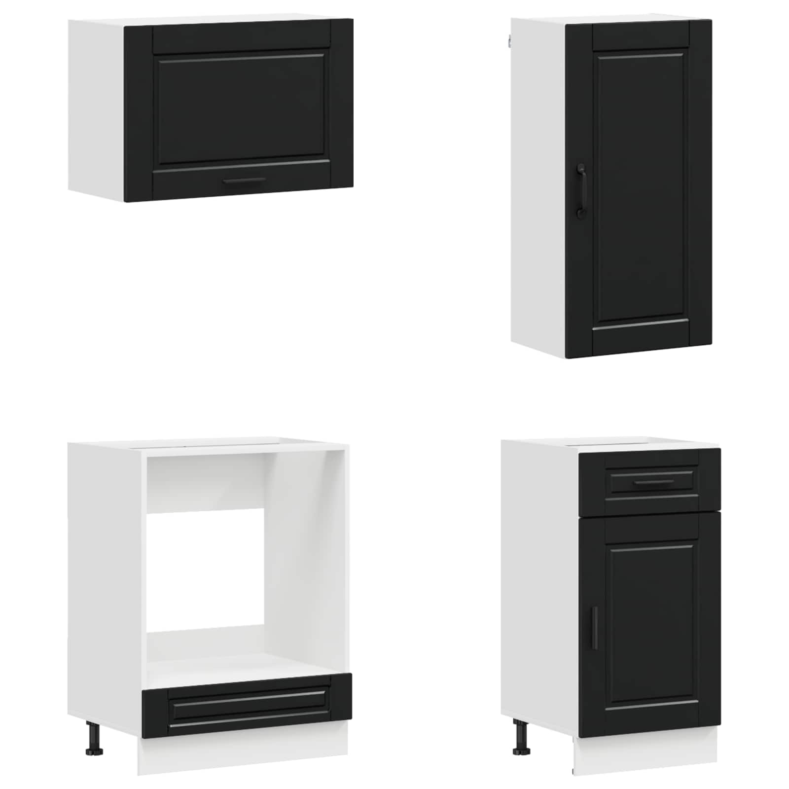 vidaXL Kitchen Unit PORTO 8 pcs Black Engineered Wood 4