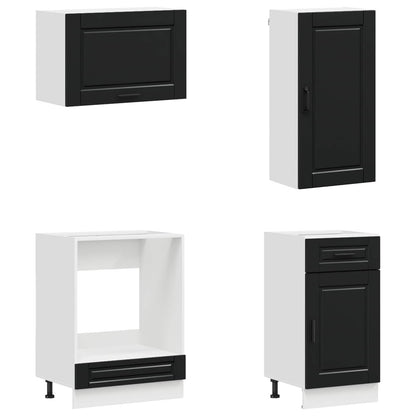 vidaXL Kitchen Unit PORTO 8 pcs Black Engineered Wood 4