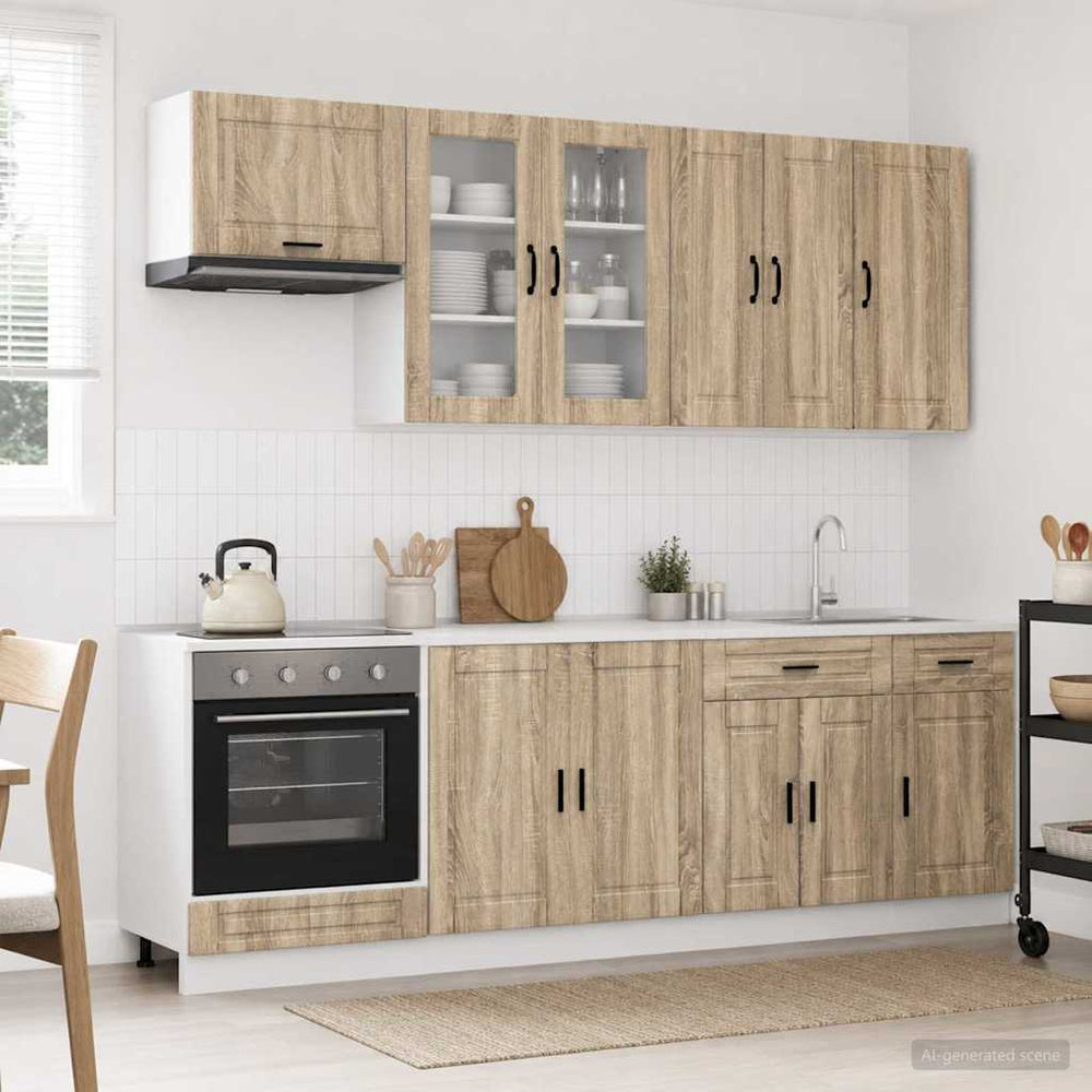 vidaXL Kitchen Unit PORTO 8 pcs Sonoma Oak Engineered Wood