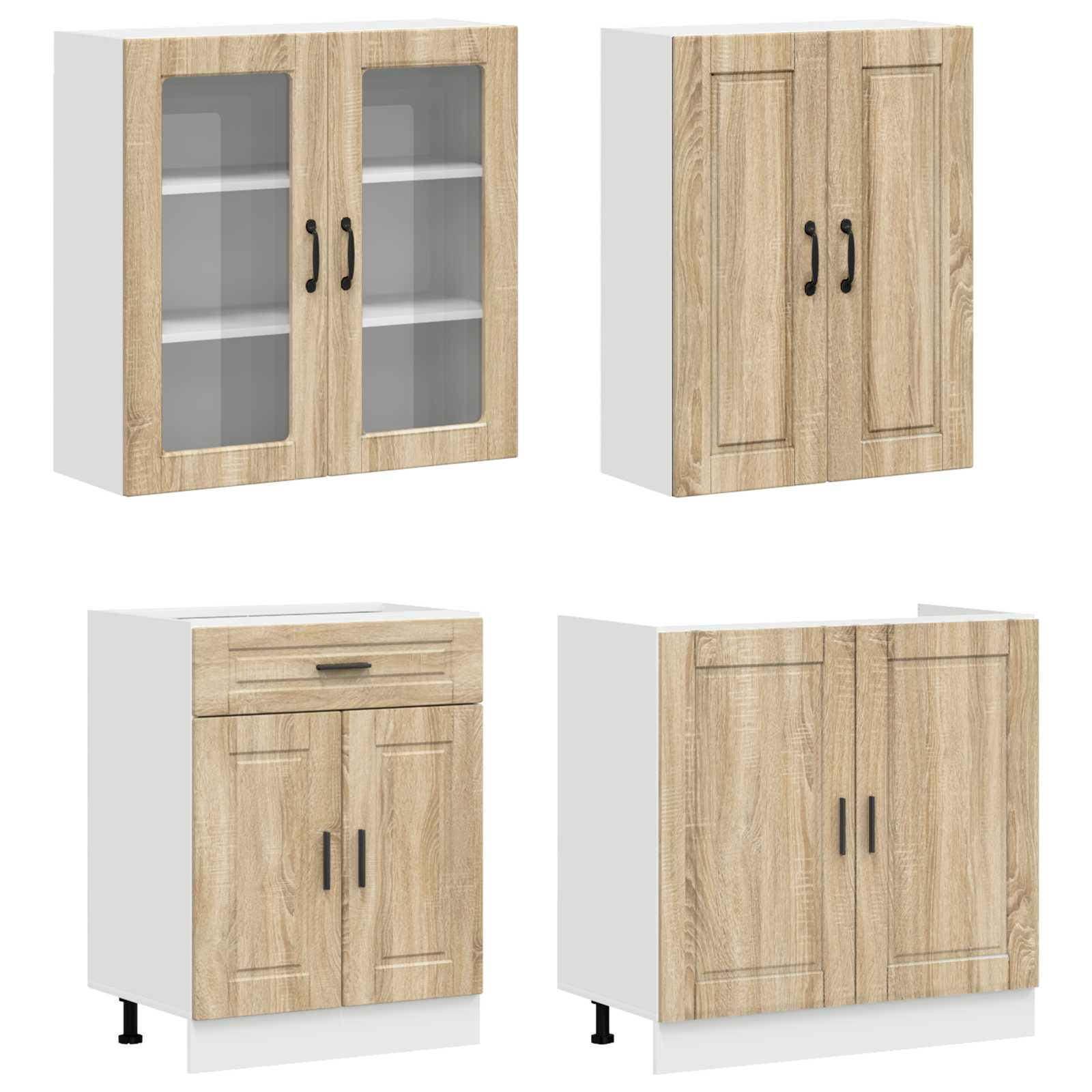 vidaXL Kitchen Unit PORTO 8 pcs Sonoma Oak Engineered Wood 3