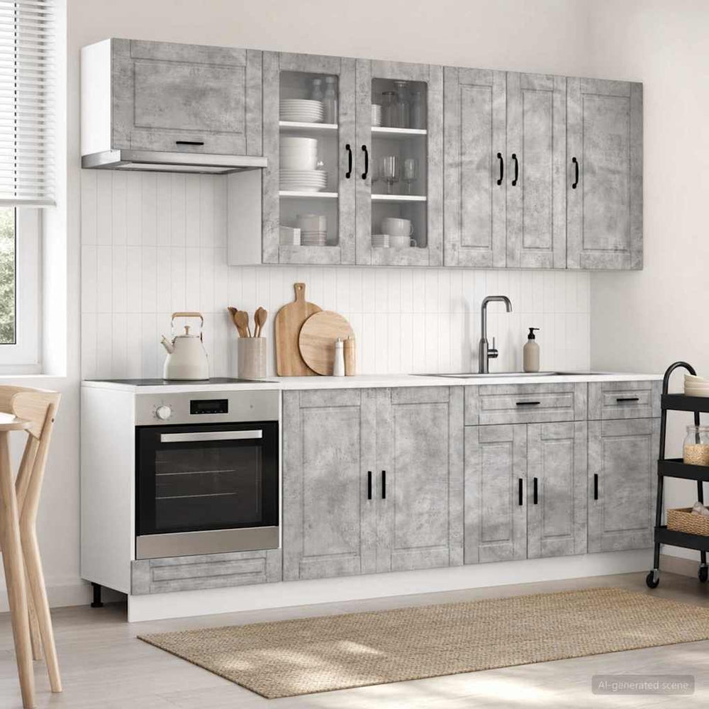 vidaXL Kitchen Unit PORTO 8 pcs Concrete Grey Engineered Wood