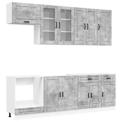 vidaXL Kitchen Unit PORTO 8 pcs Concrete Grey Engineered Wood 2