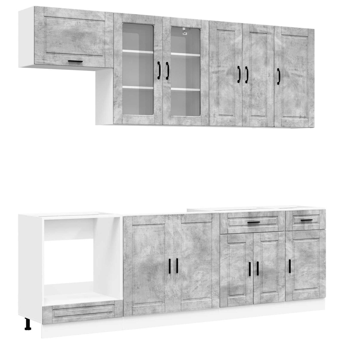 Kitchen Unit PORTO 8 pcs Engineered Wood Concrete grey 80 cm