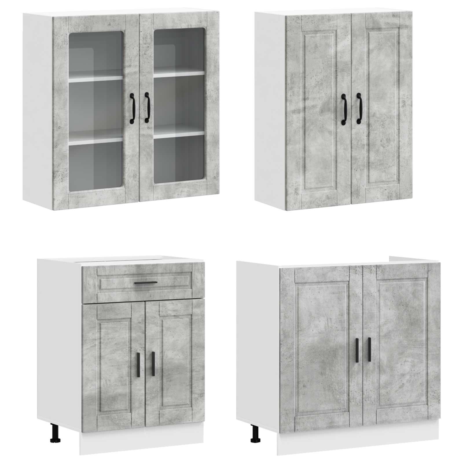 vidaXL Kitchen Unit PORTO 8 pcs Concrete Grey Engineered Wood 3