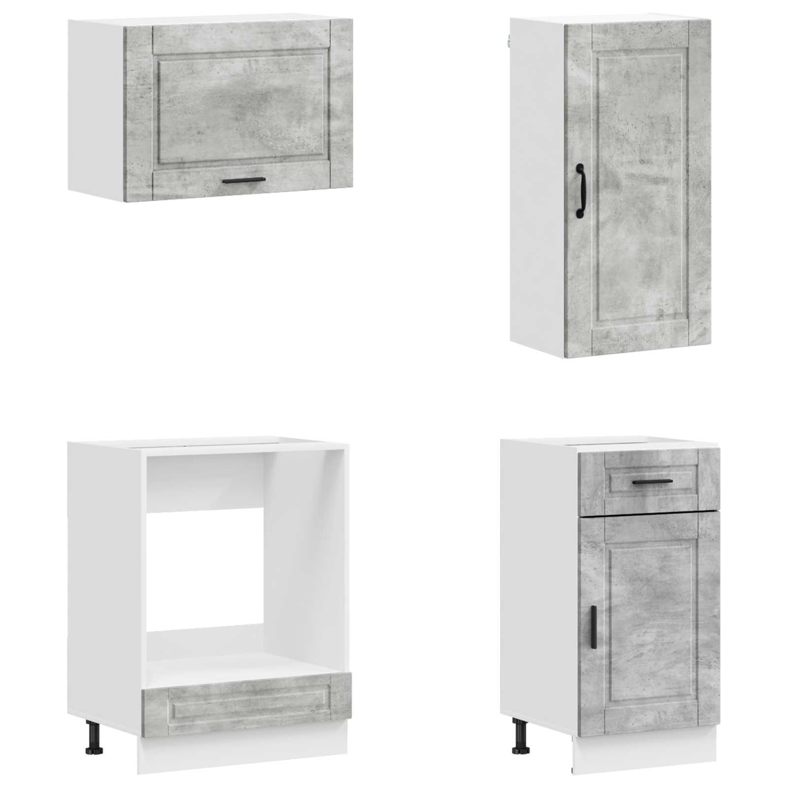 vidaXL Kitchen Unit PORTO 8 pcs Concrete Grey Engineered Wood 4