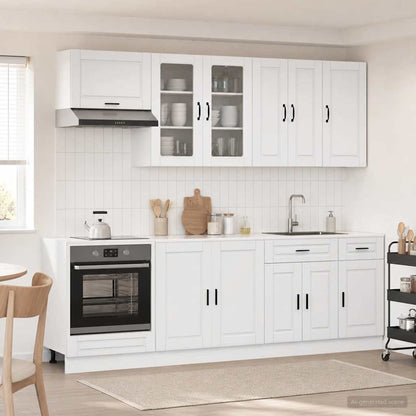 vidaXL Kitchen Unit PORTO 8 pcs High Gloss White Engineered Wood 1