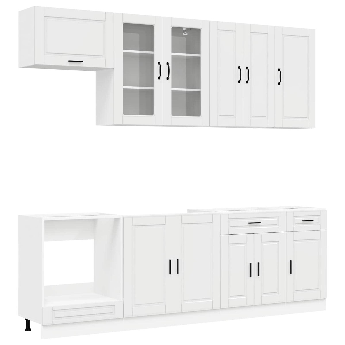 vidaXL Kitchen Unit PORTO 8 pcs High Gloss White Engineered Wood 2