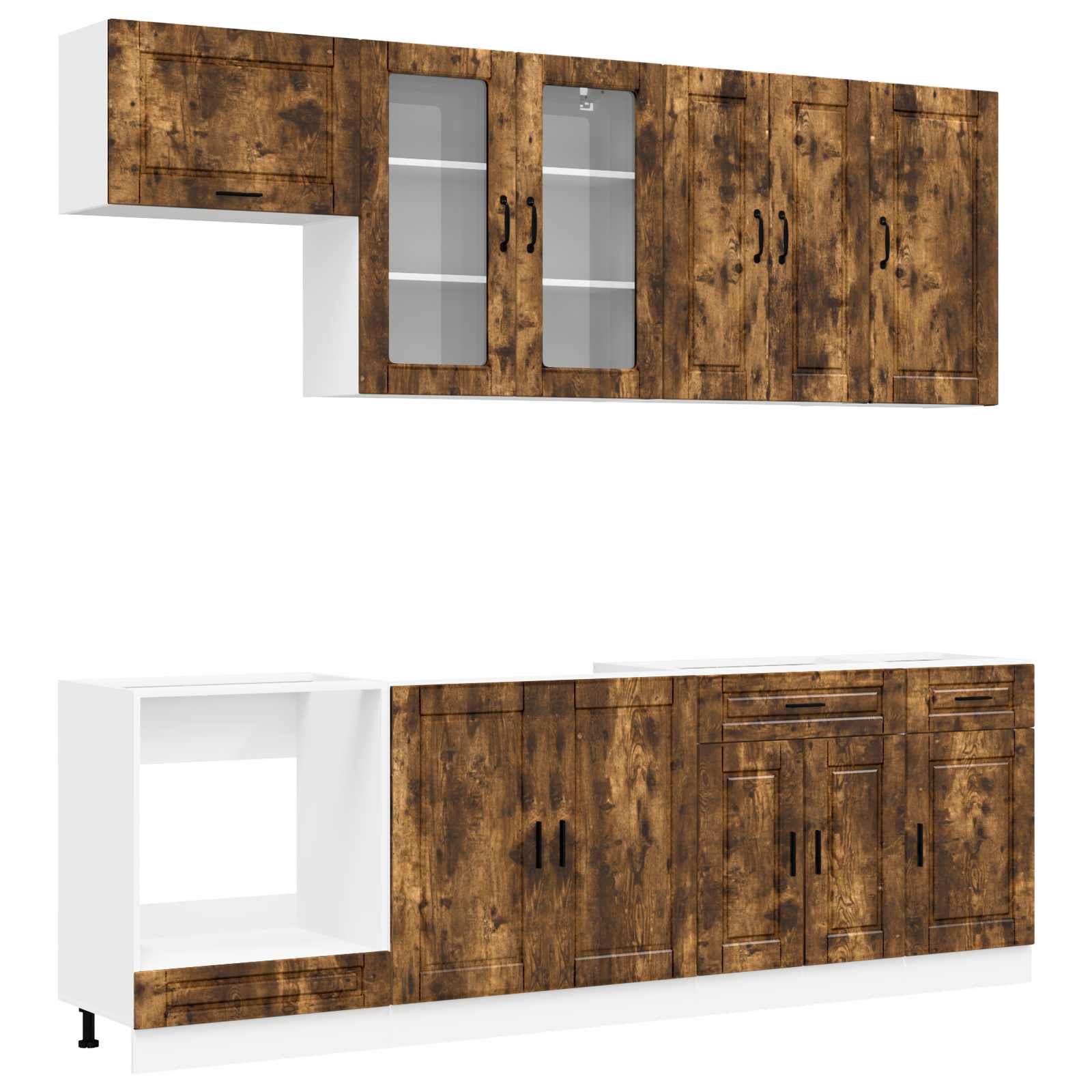 vidaXL Kitchen Unit PORTO 8 pcs Smoked Oak Engineered Wood 2