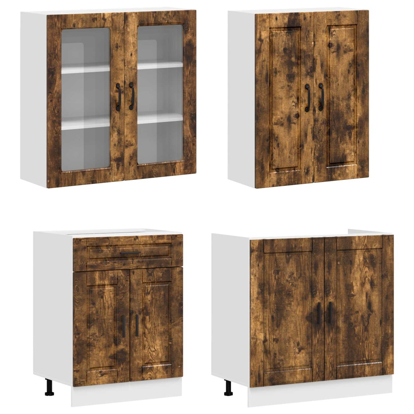 vidaXL Kitchen Unit PORTO 8 pcs Smoked Oak Engineered Wood 3