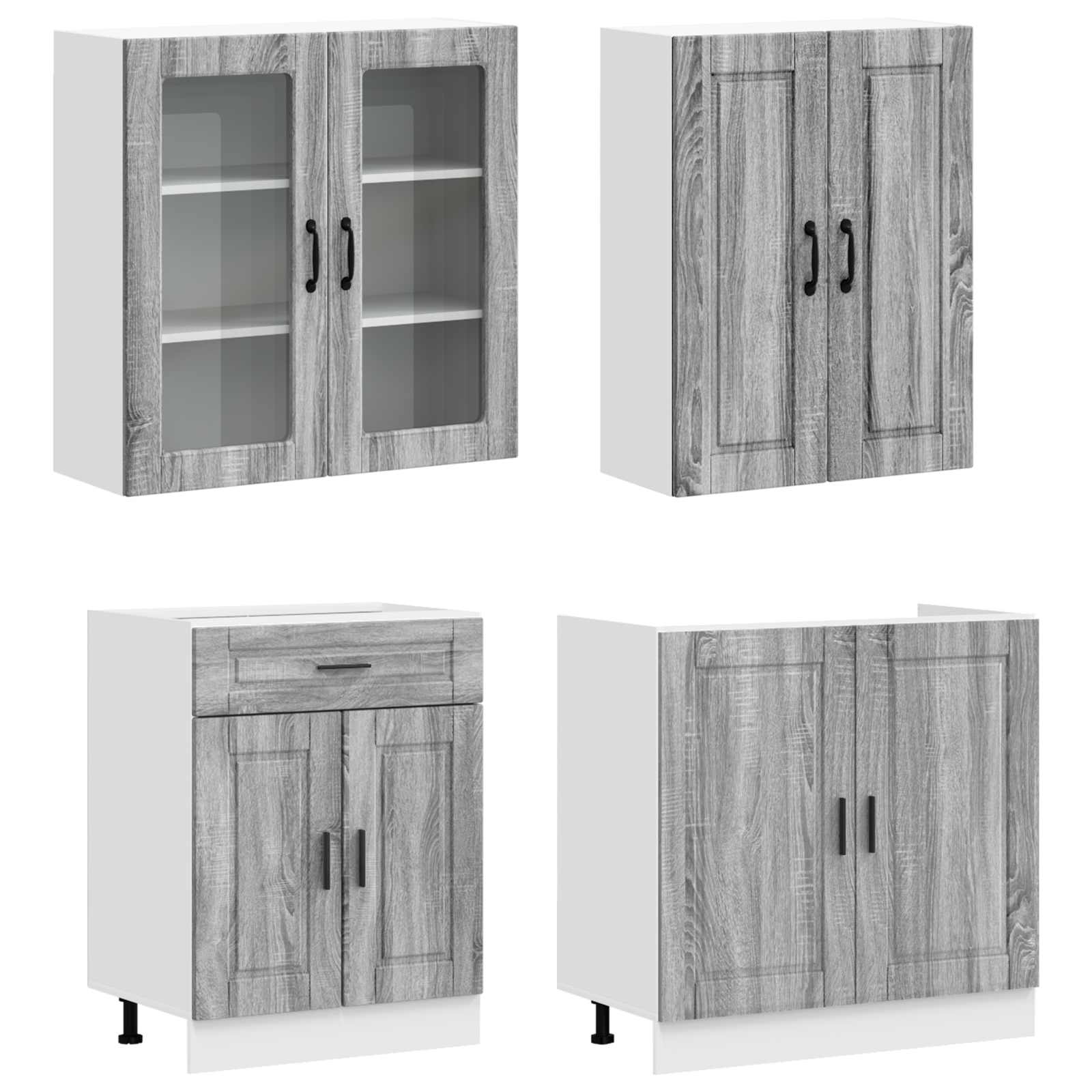 vidaXL Kitchen Unit PORTO 8 pcs Grey Sonoma Engineered Wood 3