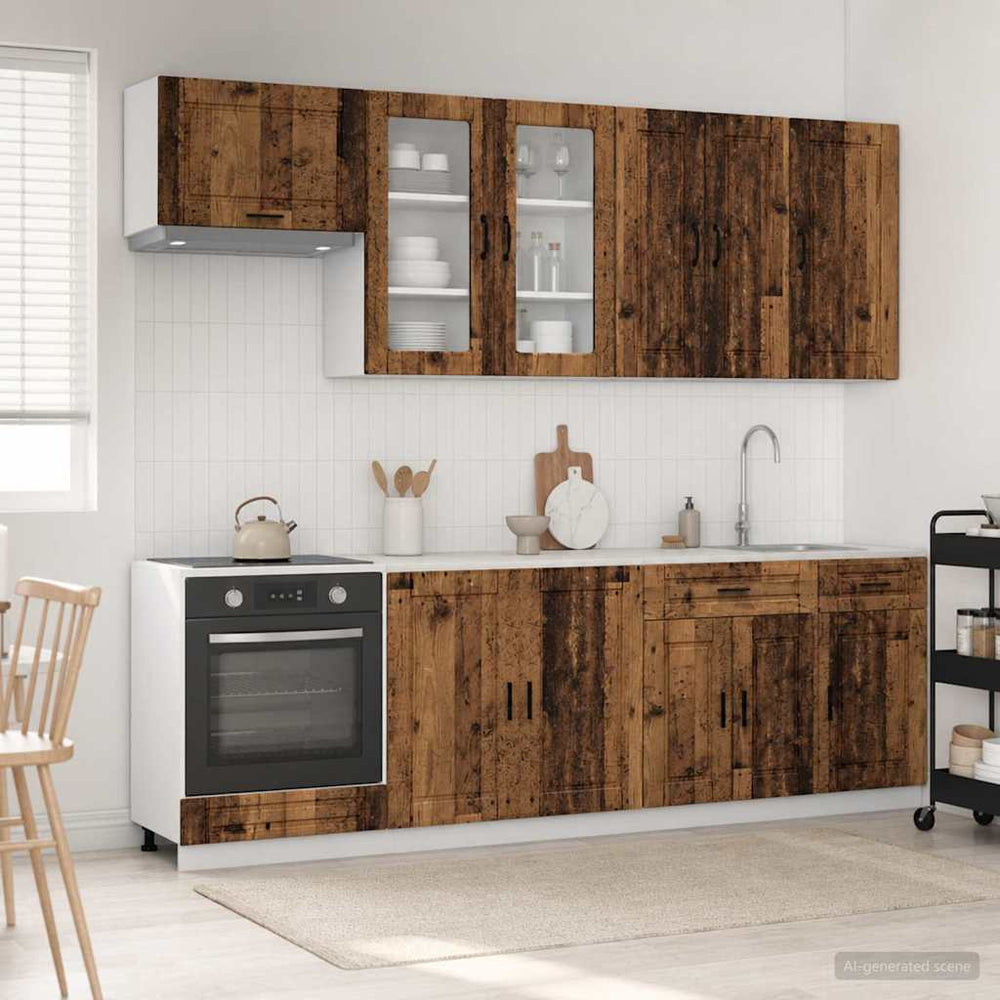 vidaXL Kitchen Unit PORTO 8 pcs Old Wood Engineered Wood