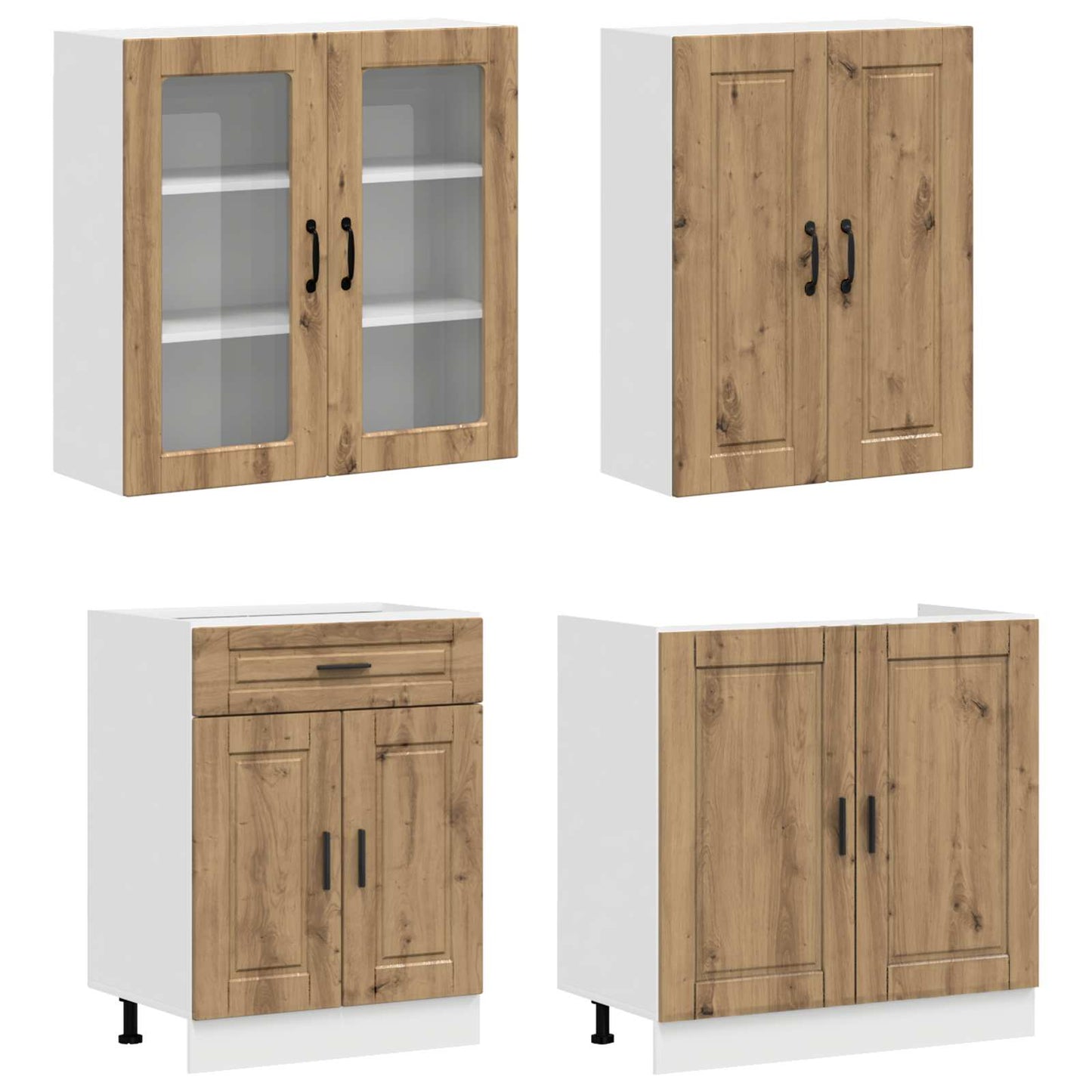 vidaXL Kitchen Unit PORTO 8 pcs Artisan Oak Engineered Wood 3