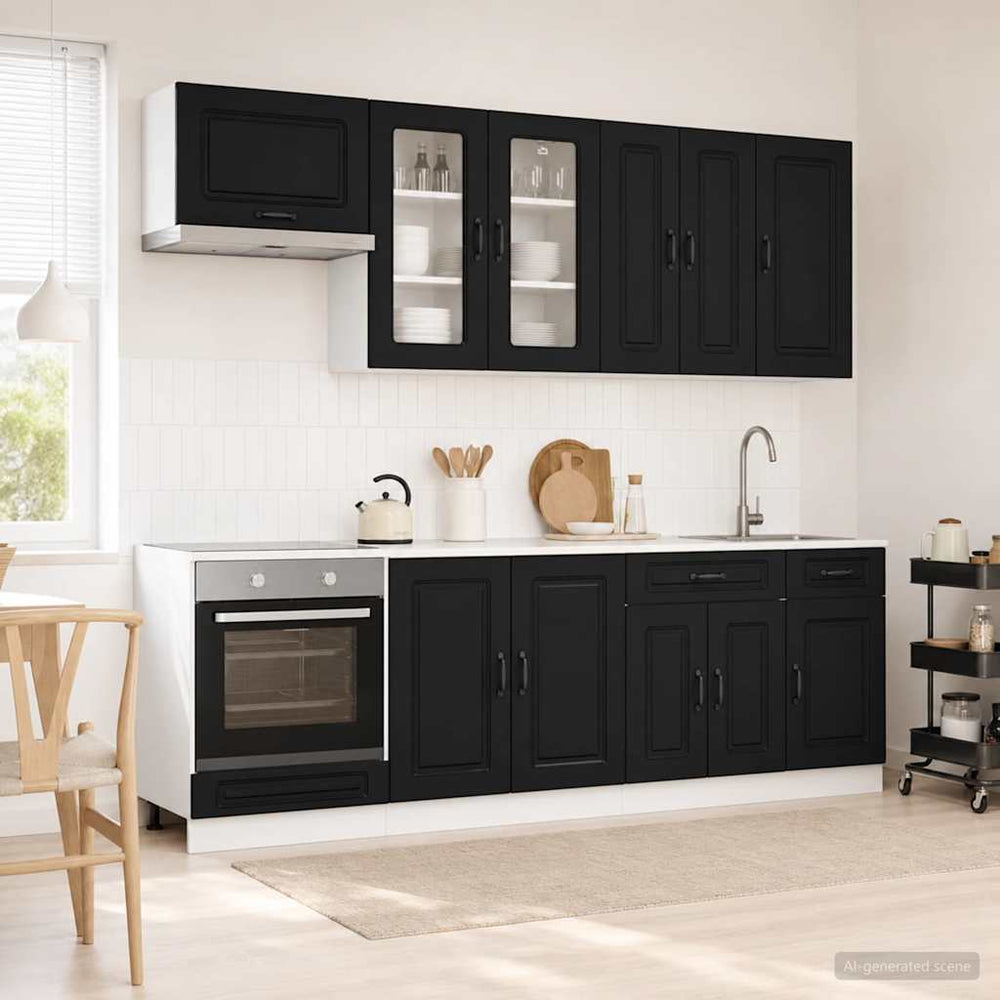 vidaXL Kitchen Unit KALMAR 8 pcs Black Engineered Wood
