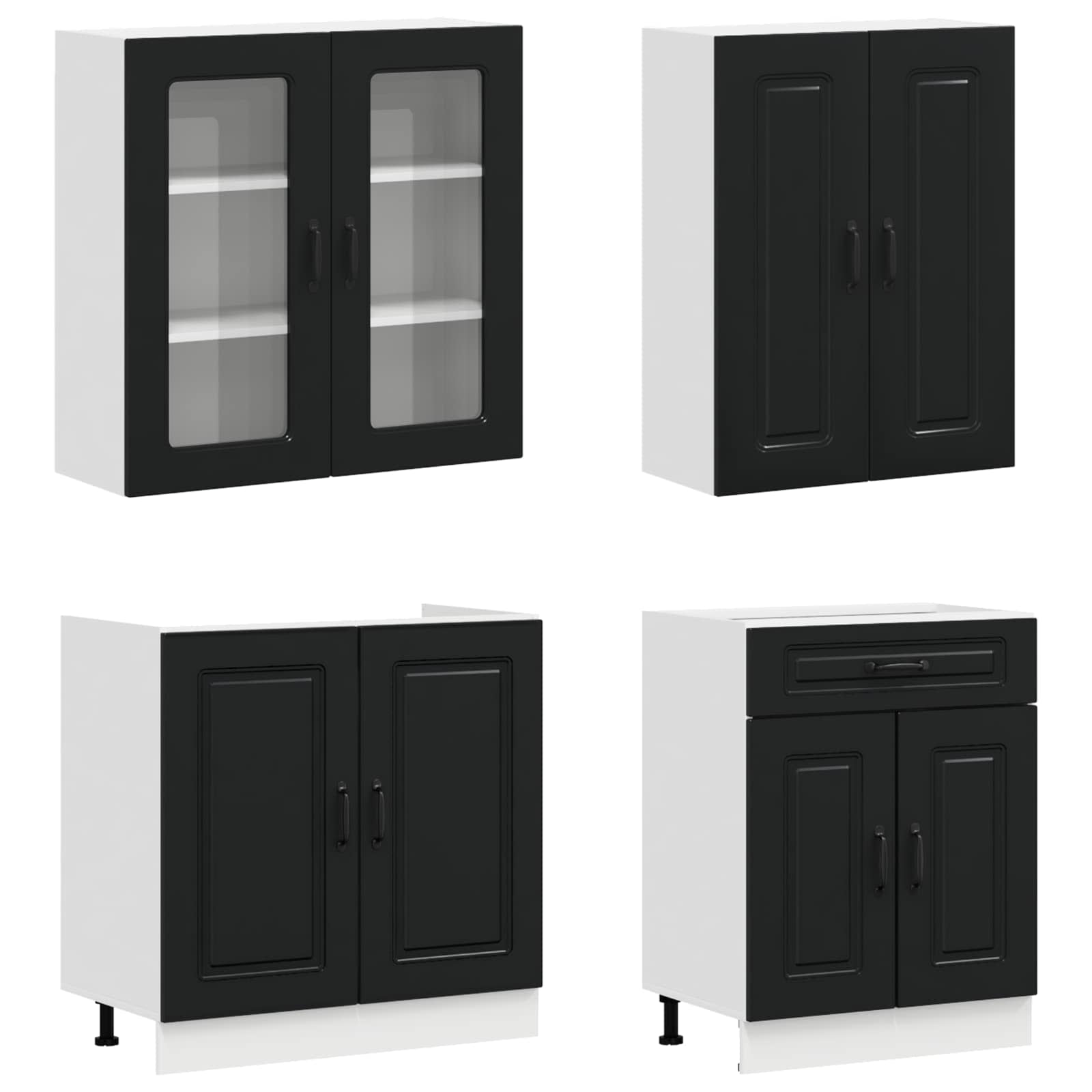 vidaXL Kitchen Unit KALMAR 8 pcs Black Engineered Wood 3