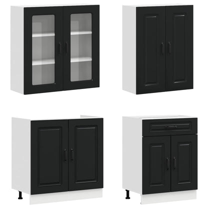 vidaXL Kitchen Unit KALMAR 8 pcs Black Engineered Wood 3