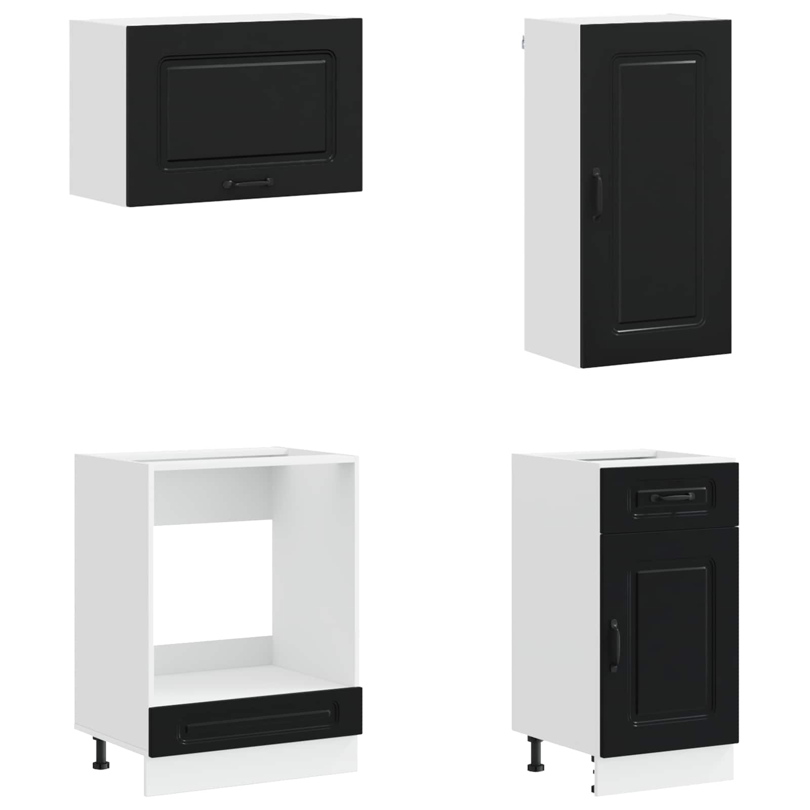 vidaXL Kitchen Unit KALMAR 8 pcs Black Engineered Wood 4