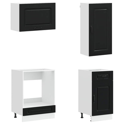 vidaXL Kitchen Unit KALMAR 8 pcs Black Engineered Wood 4
