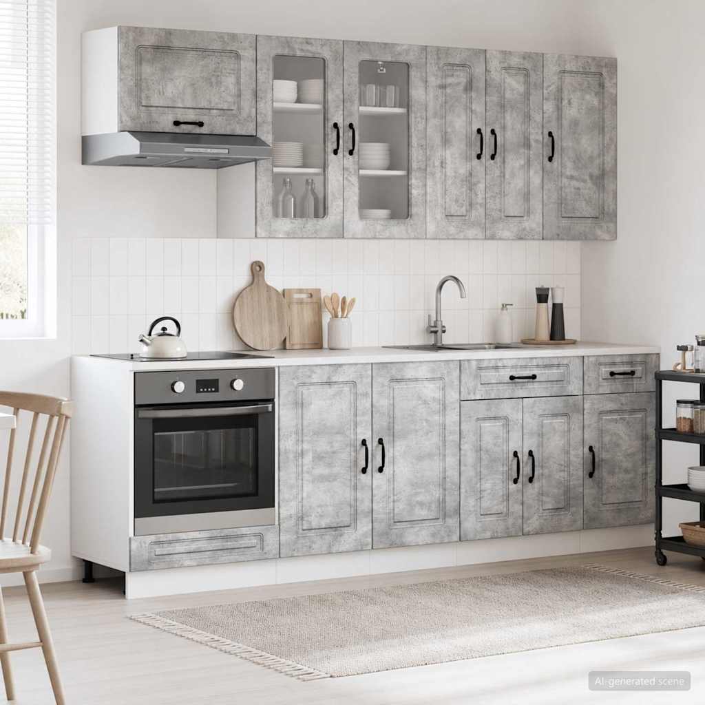 vidaXL Kitchen Unit KALMAR 8 pcs Concrete Grey Engineered Wood 1
