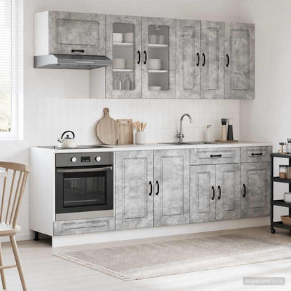 vidaXL Kitchen Unit KALMAR 8 pcs Concrete Grey Engineered Wood 1