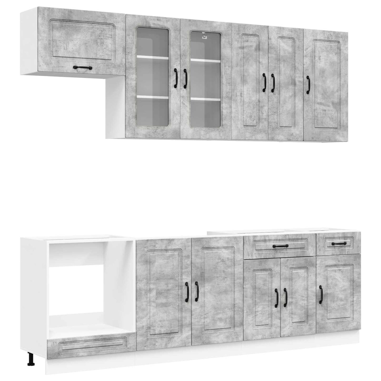 vidaXL Kitchen Unit KALMAR 8 pcs Concrete Grey Engineered Wood 2