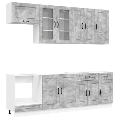 vidaXL Kitchen Unit KALMAR 8 pcs Concrete Grey Engineered Wood 2