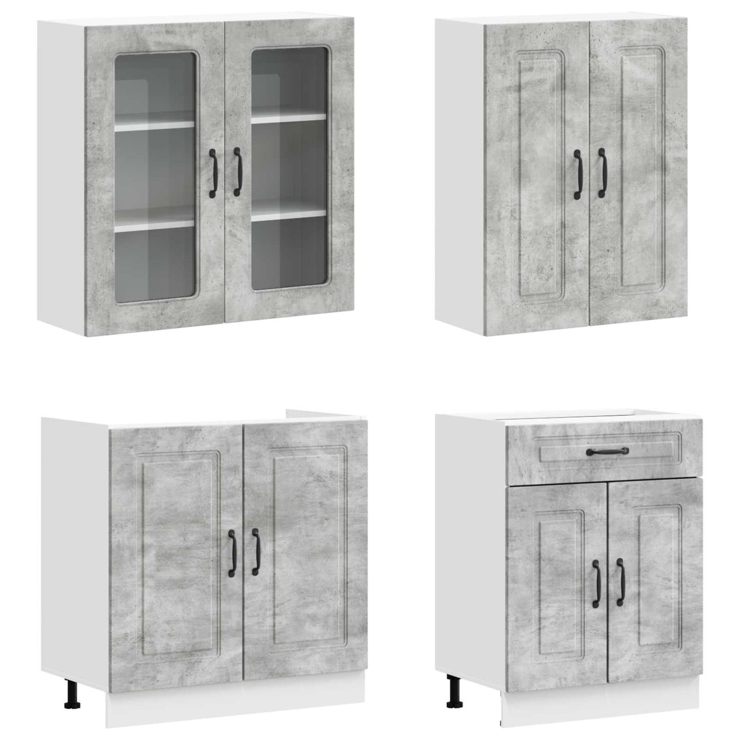 vidaXL Kitchen Unit KALMAR 8 pcs Concrete Grey Engineered Wood 3