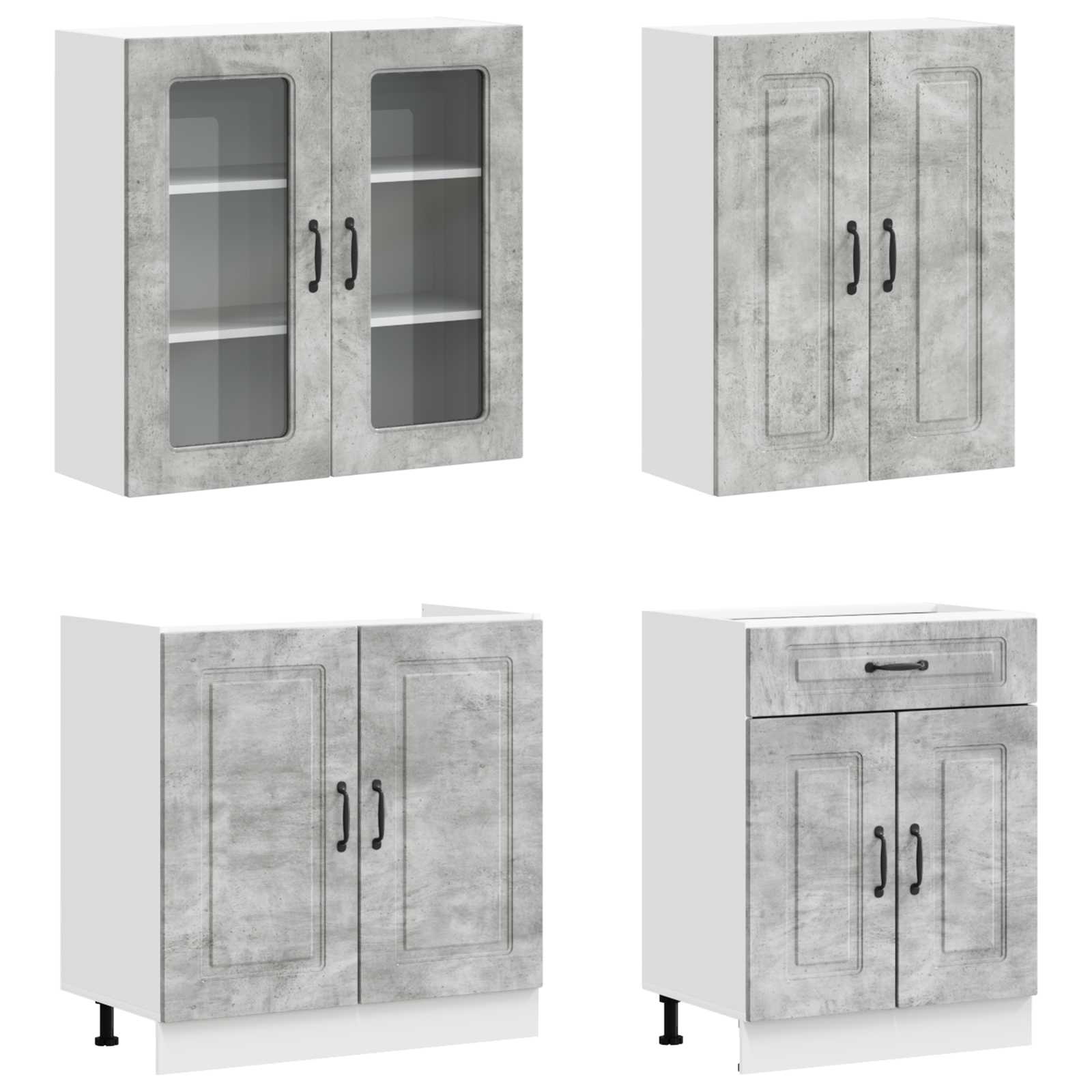 vidaXL Kitchen Unit KALMAR 8 pcs Concrete Grey Engineered Wood 3