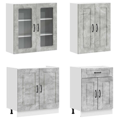 vidaXL Kitchen Unit KALMAR 8 pcs Concrete Grey Engineered Wood 3
