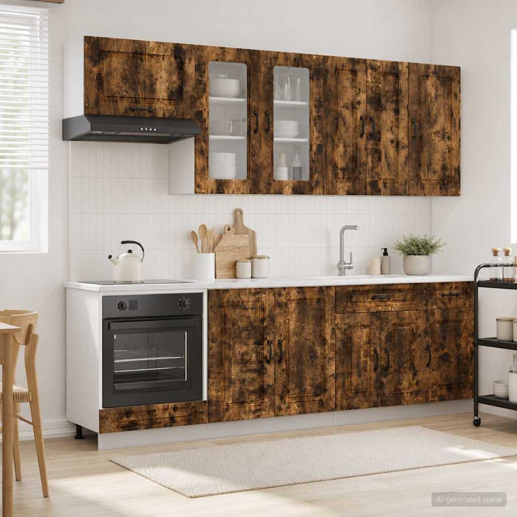 vidaXL Kitchen Unit KALMAR 8 pcs Smoked Oak Engineered Wood 1