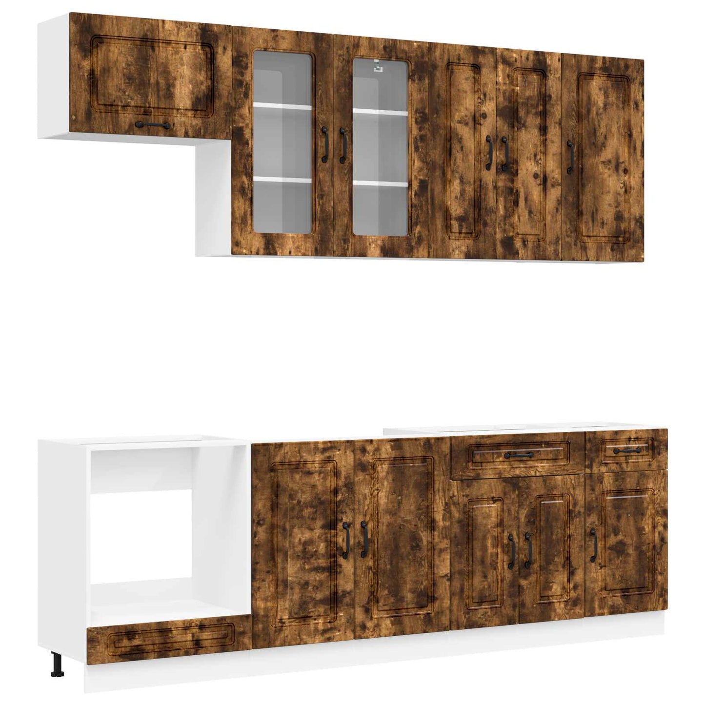 vidaXL Kitchen Unit KALMAR 8 pcs Smoked Oak Engineered Wood 2