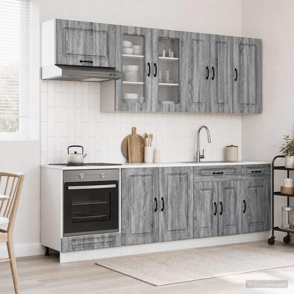 vidaXL Kitchen Unit KALMAR 8 pcs Grey Sonoma Engineered Wood
