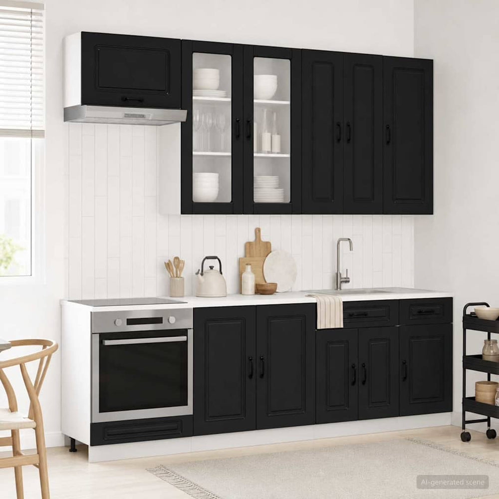 vidaXL Kitchen Unit KALMAR 8 pcs Black Engineered Wood