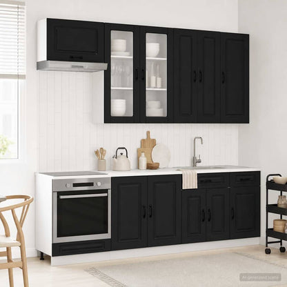 vidaXL Kitchen Unit KALMAR 8 pcs Black Engineered Wood 1