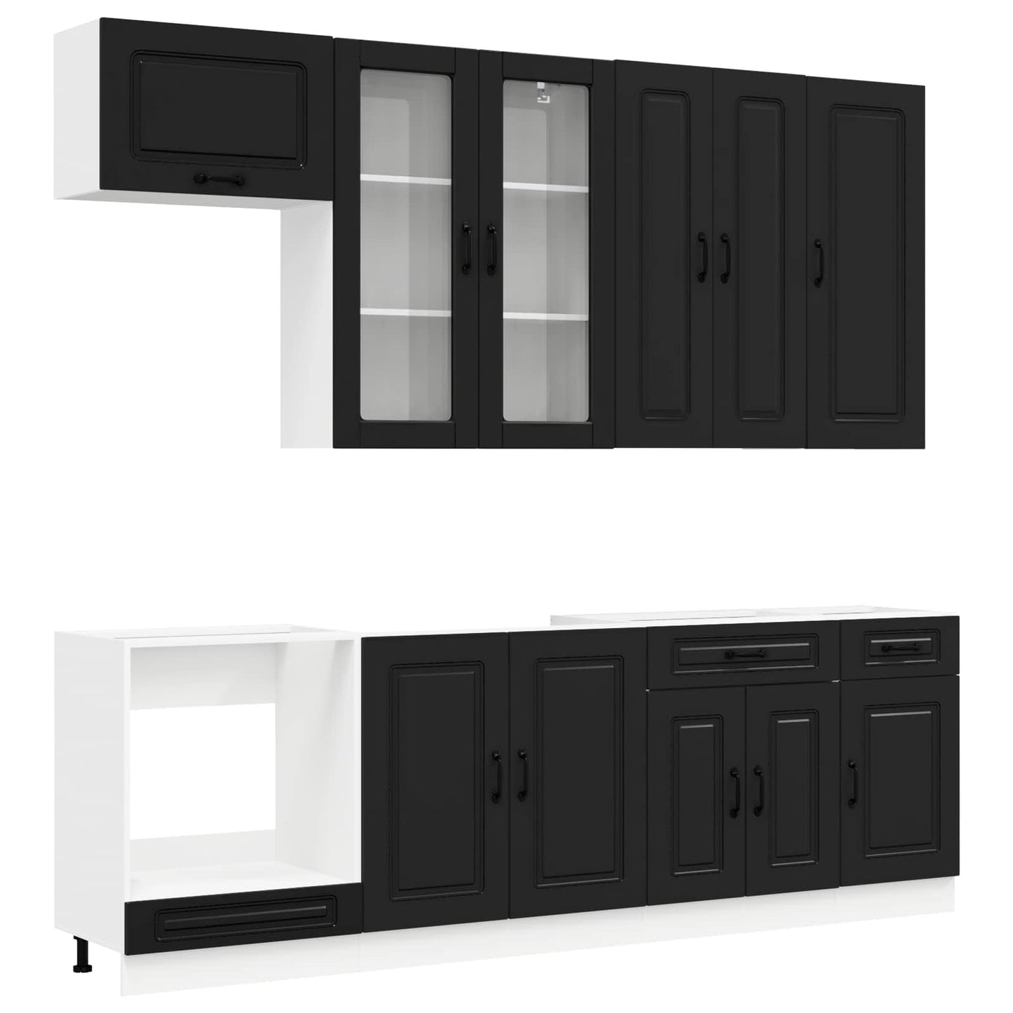 vidaXL Kitchen Unit KALMAR 8 pcs Black Engineered Wood 2