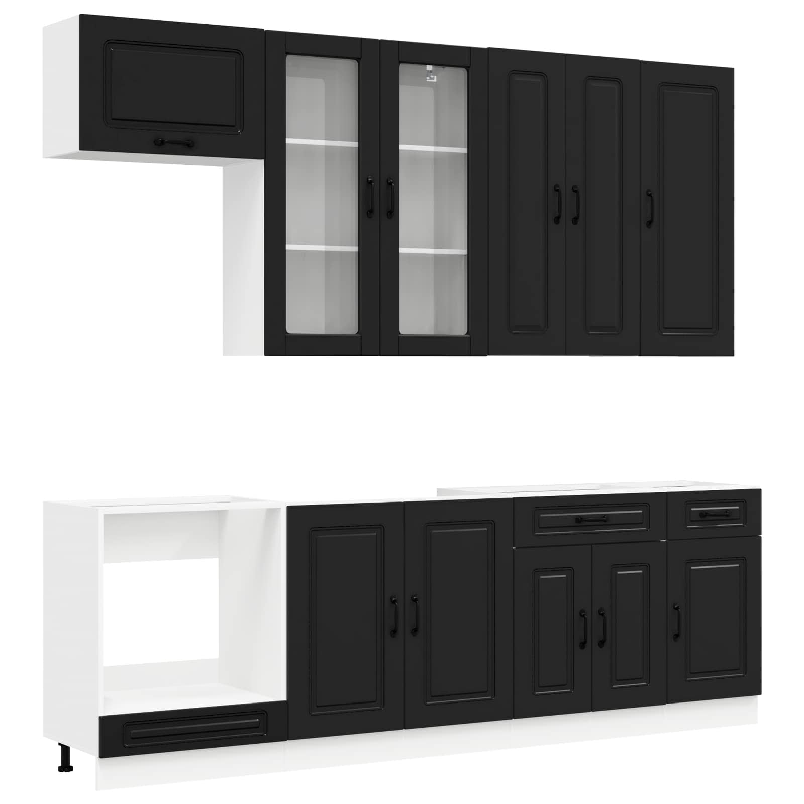 vidaXL Kitchen Unit KALMAR 8 pcs Black Engineered Wood 2