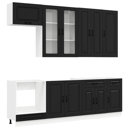 vidaXL Kitchen Unit KALMAR 8 pcs Black Engineered Wood 2