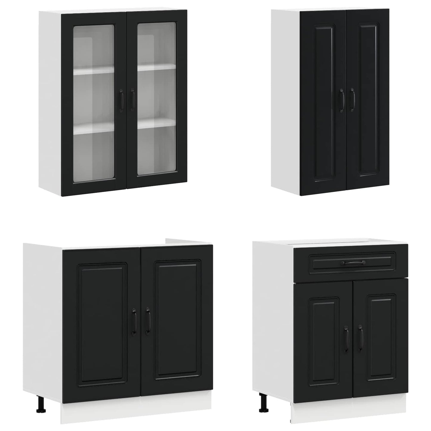 vidaXL Kitchen Unit KALMAR 8 pcs Black Engineered Wood 3